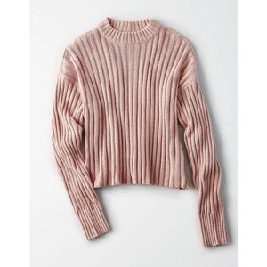 American Eagle Cropped Rib Knit Pullover Sweater